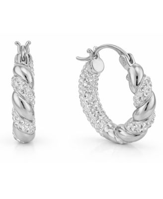 Clear Crystal Click Top Hoop Earrings