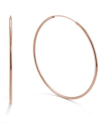 Large Silver Plated Endless Wire Medium Hoop Earrings 