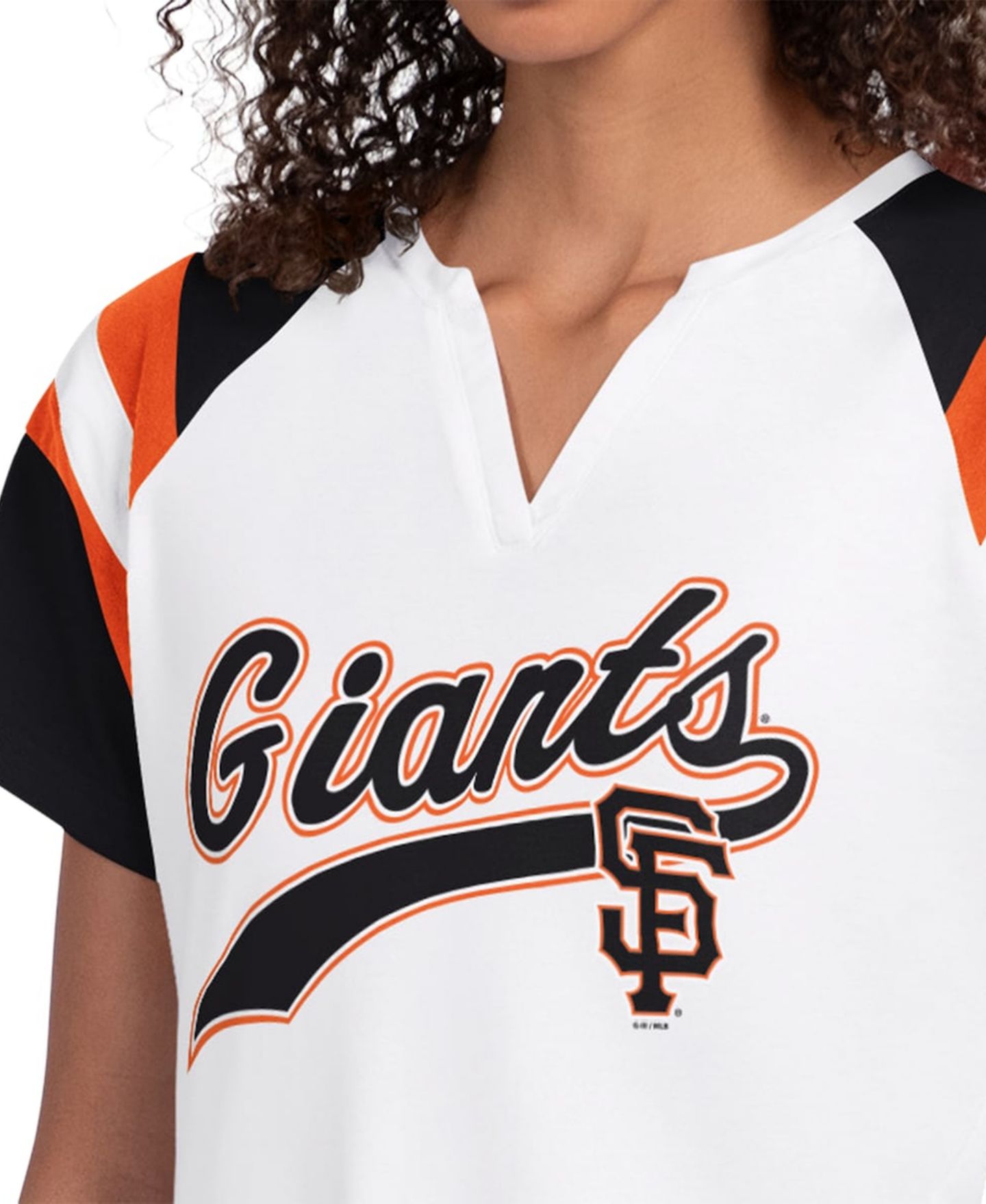 Женская футболка Starter White San Francisco Giants Game On Notch Neck Raglan — фото 3