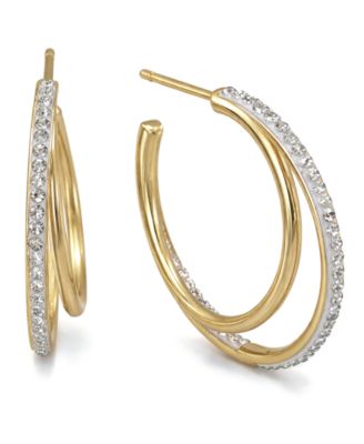 And Now This Crystal Double Row C Hoop Post Earrings - Gold 24$