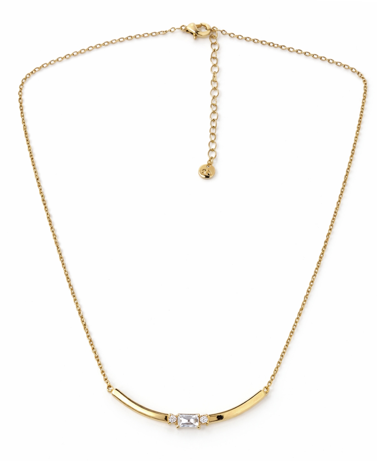 And Now This Cubic Zirconia Curved Bar Necklace