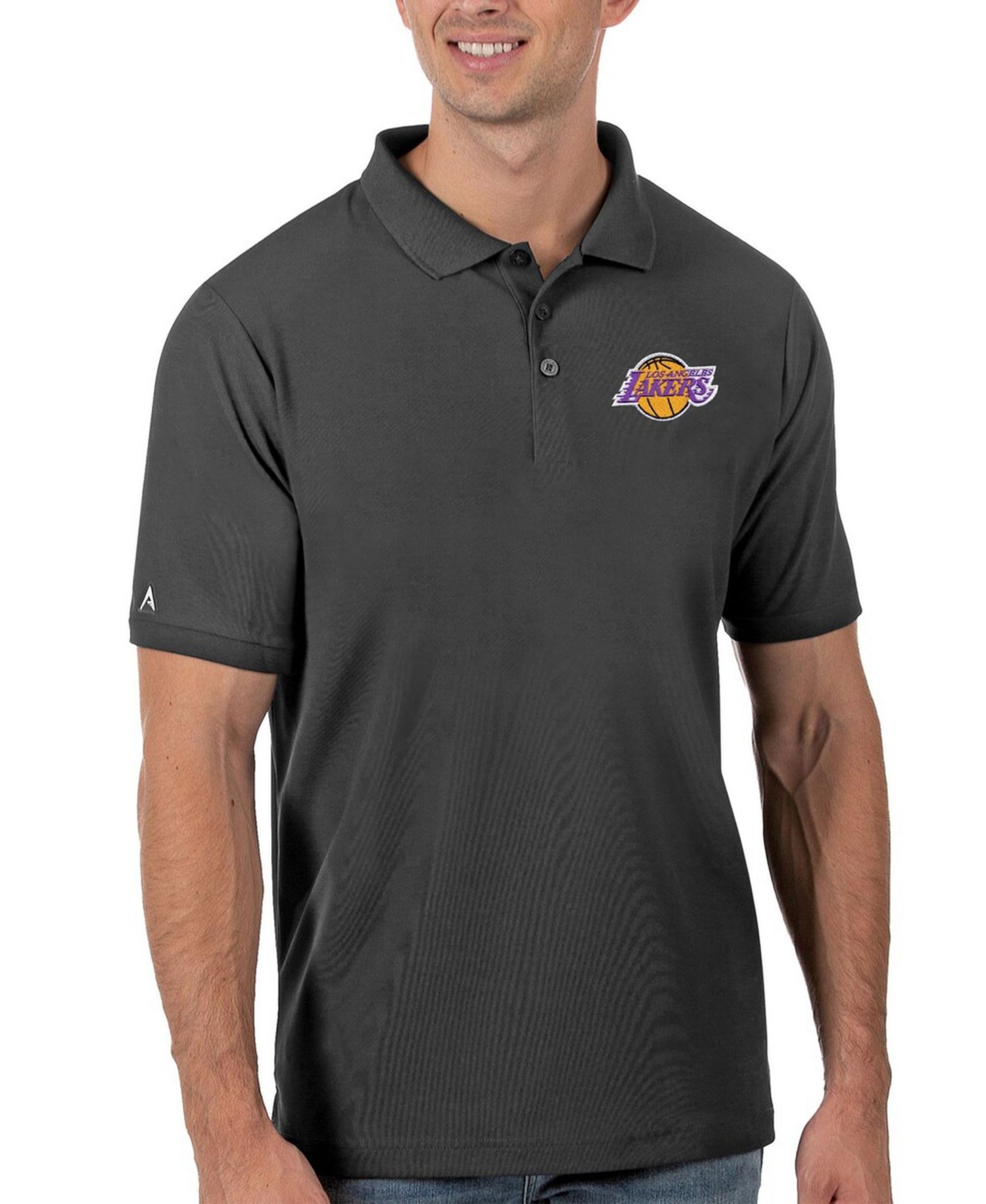 Men's Gray Los Angeles Lakers Legacy Pique Polo Shirt
