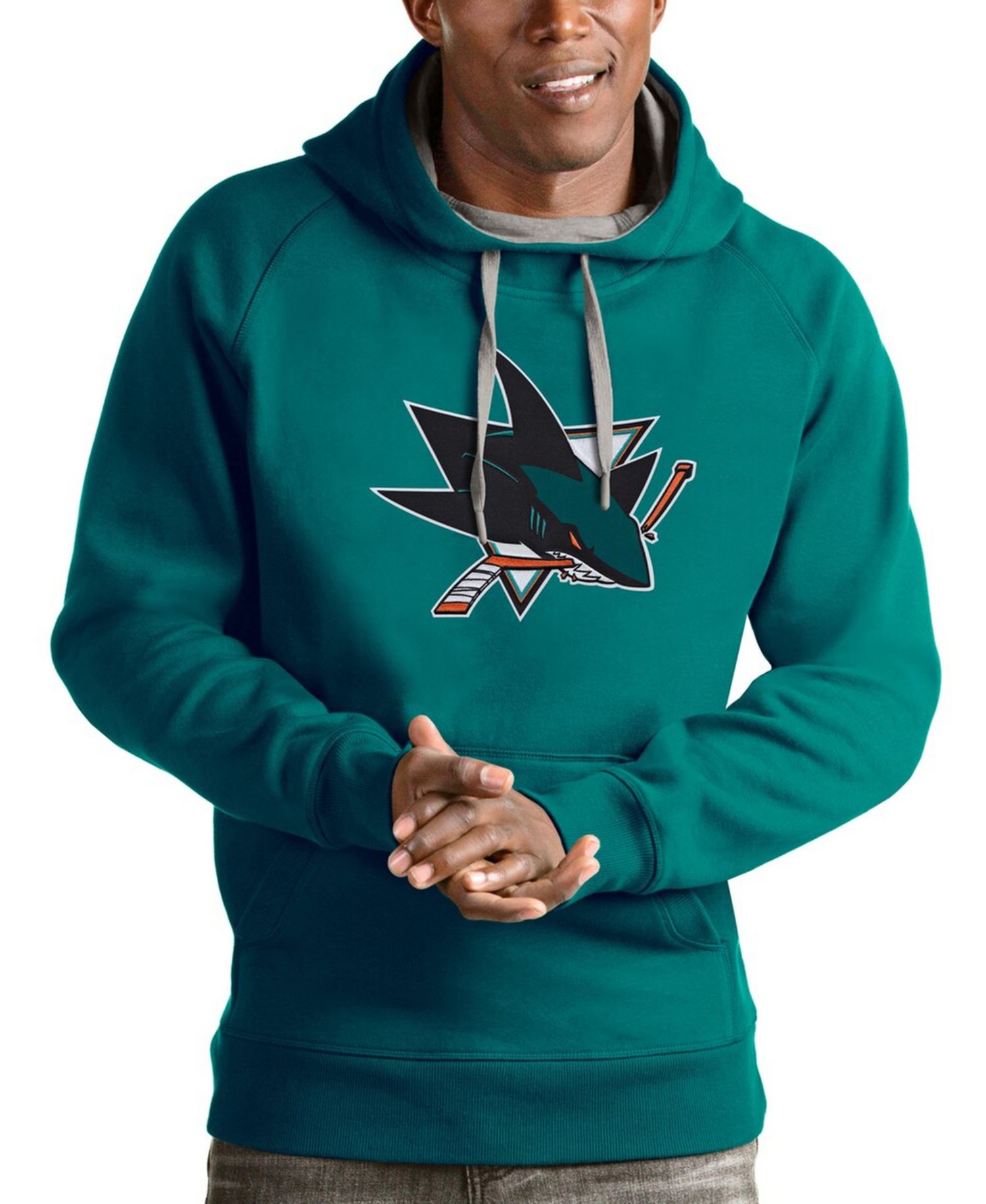 Men's Teal San Jose Sharks Logo Victory Pullover Hoodie