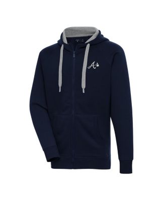 Men's Navy Atlanta Braves Metallic Victory Full-Zip Hoodie