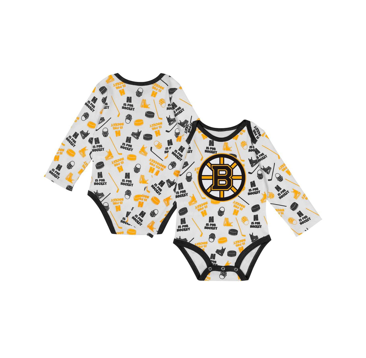 Baby Boys and Girls White Boston Bruins Quick Learner Long Sleeve Bodysuit