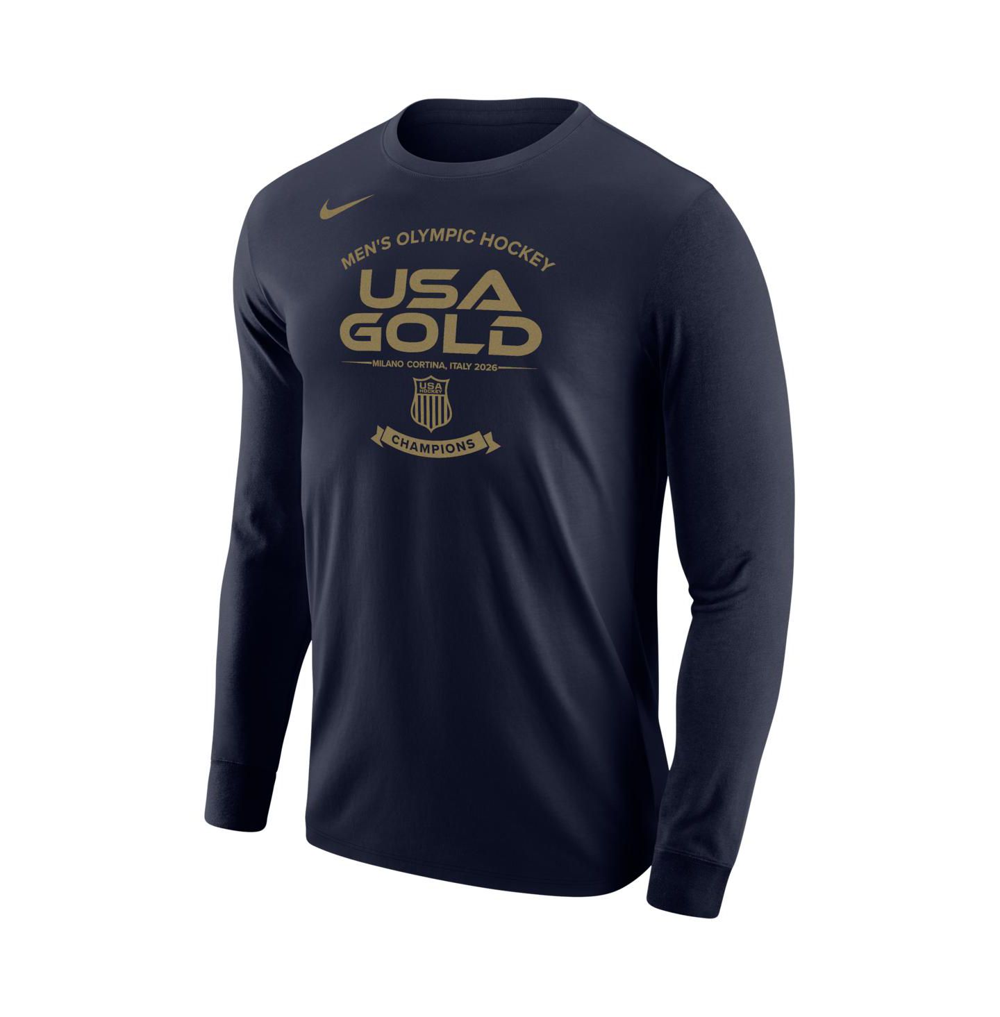 Мужская футболка Nike Navy USA Hockey 2026 Winter Olympics Gold Medal Roster Long Sleeve — фото 2
