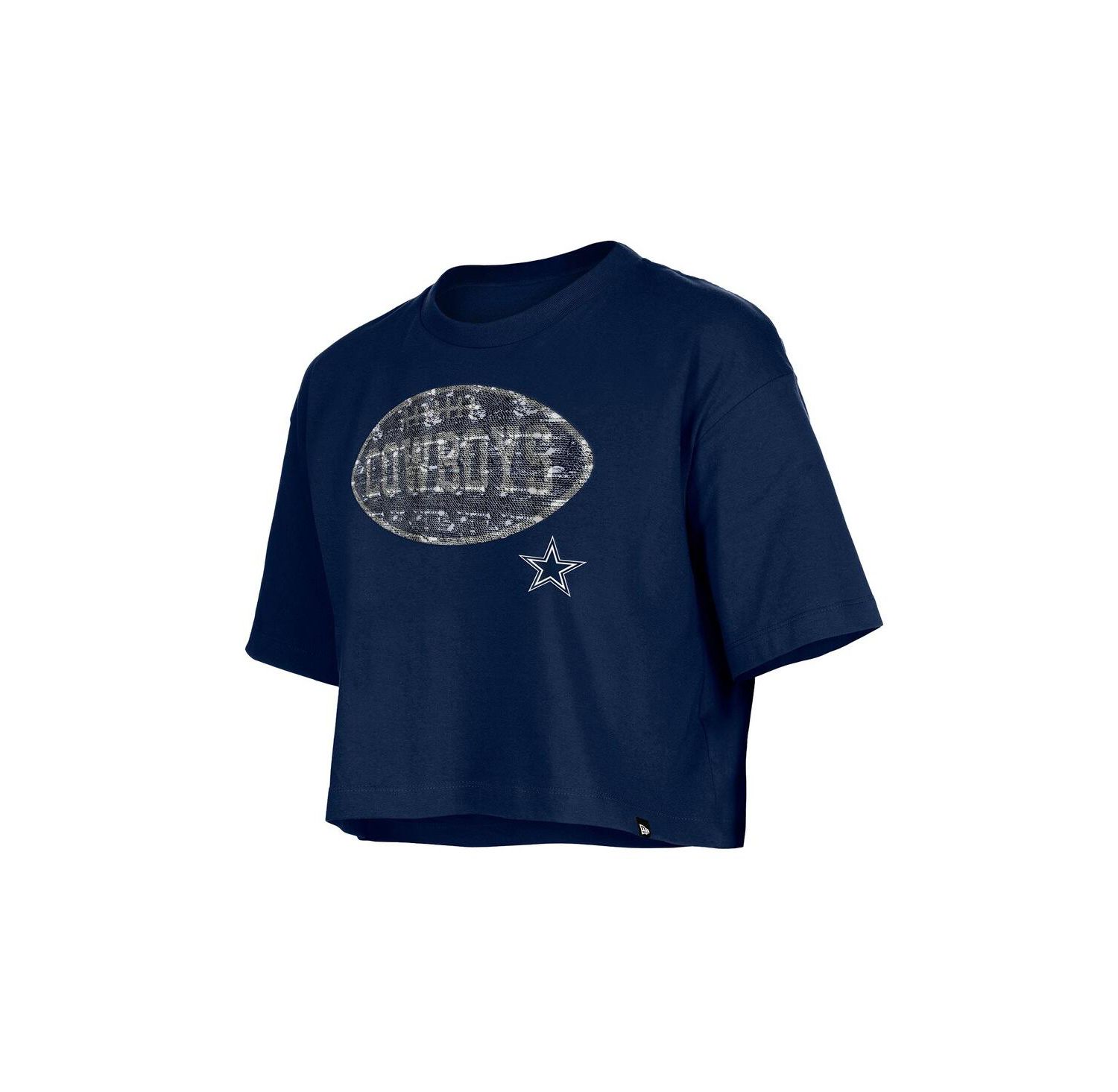Girl's Navy Dallas Cowboys Flip Sequin Boxy T-Shirt