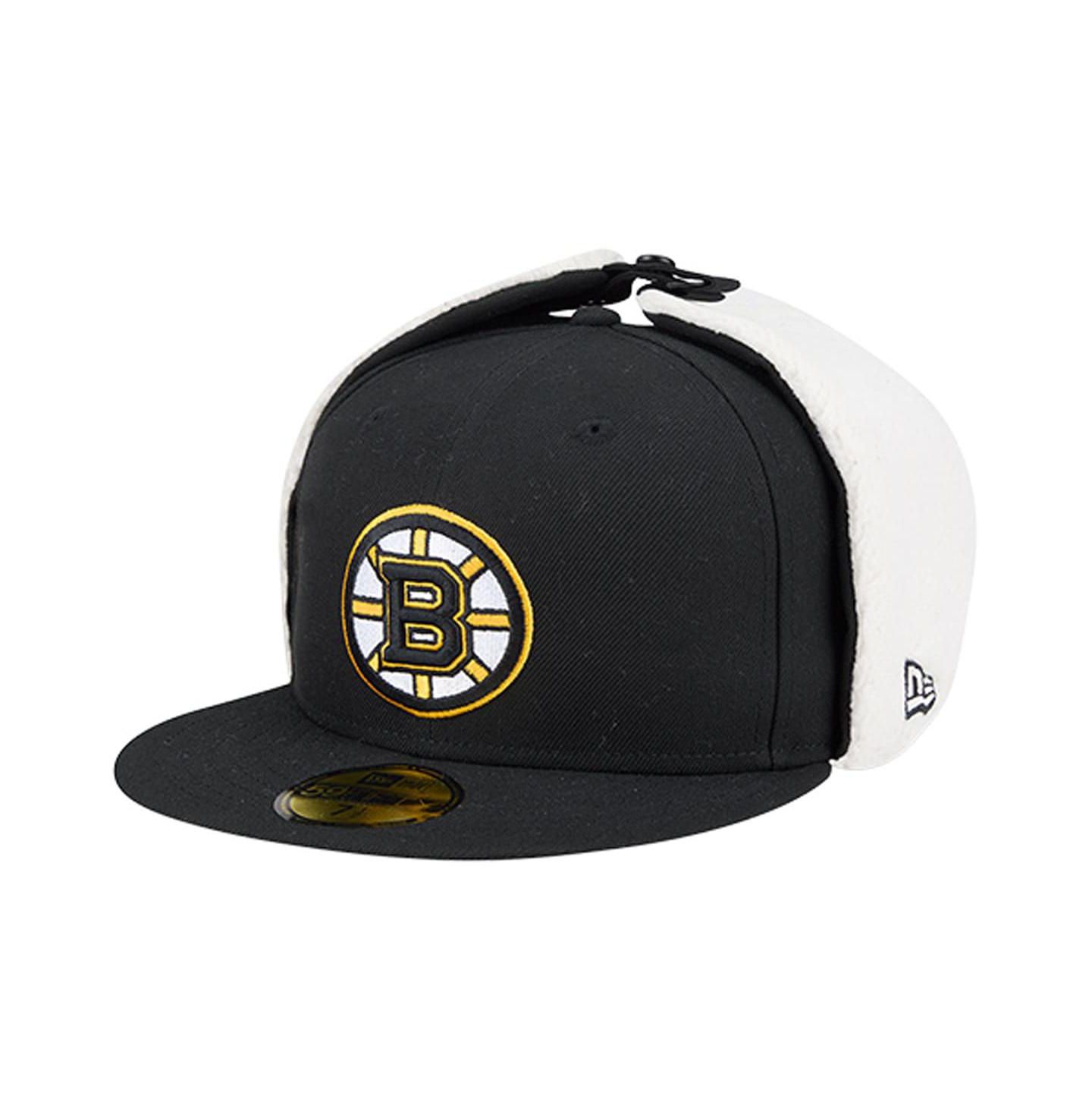 Мужская кепка New Era Black Boston Bruins Injection Dog Ear Classic Fitted Hat — фото 1