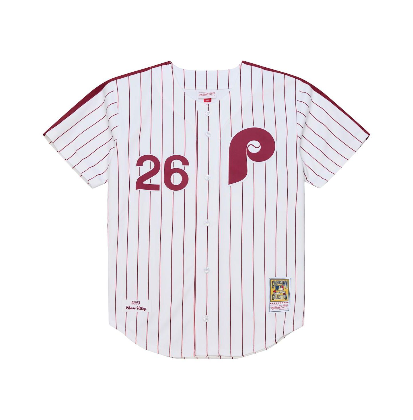 Мужской топ Mitchell & Ness Chase Utley White Philadelphia Phillies 2003 Cooperstown Collection Authentic Jersey — фото 2