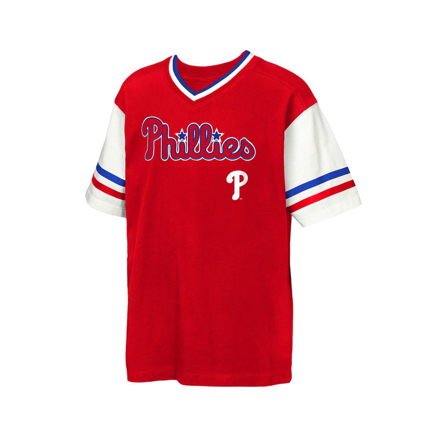 Детская футболка Outerstuff Red Philadelphia Phillies Big League Base Runner Ringer — фото 2