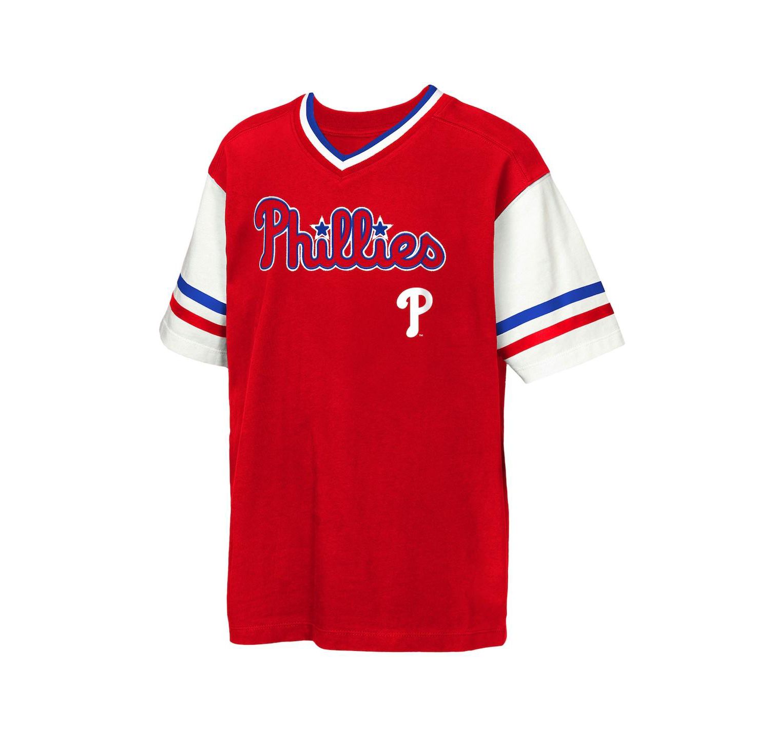 Big Boys and Girls Red Philadelphia Phillies Big League Base Runner Ringer T-Shirt