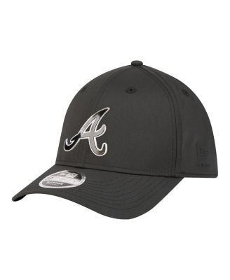 Men's Black Atlanta Braves Metallic 39THIRTY M-Crown Flex Hat