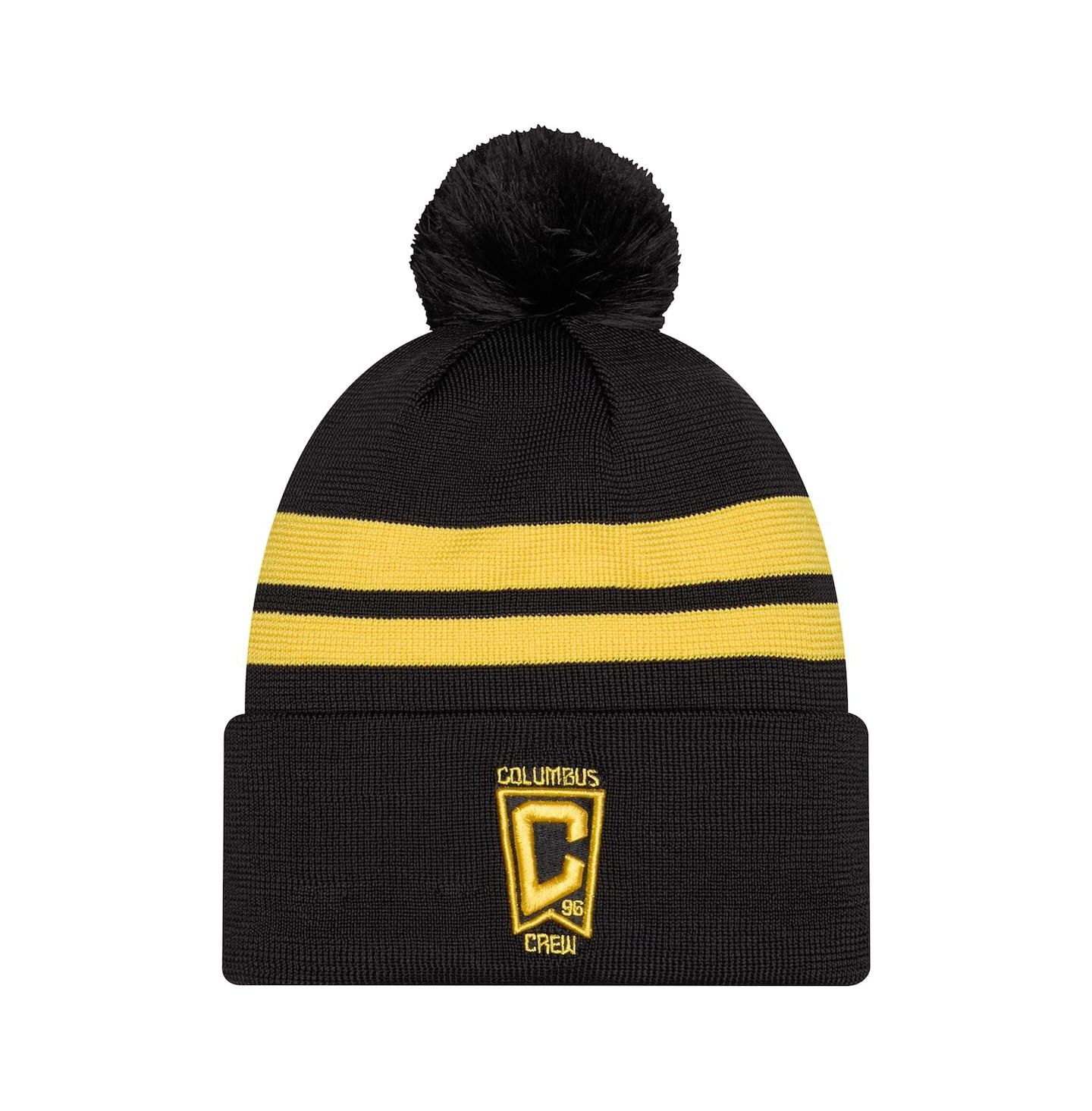 Мужские головные уборы New Era Black Columbus Crew 2026 Jersey Hook Cuffed Knit Hat with Pom — фото 1