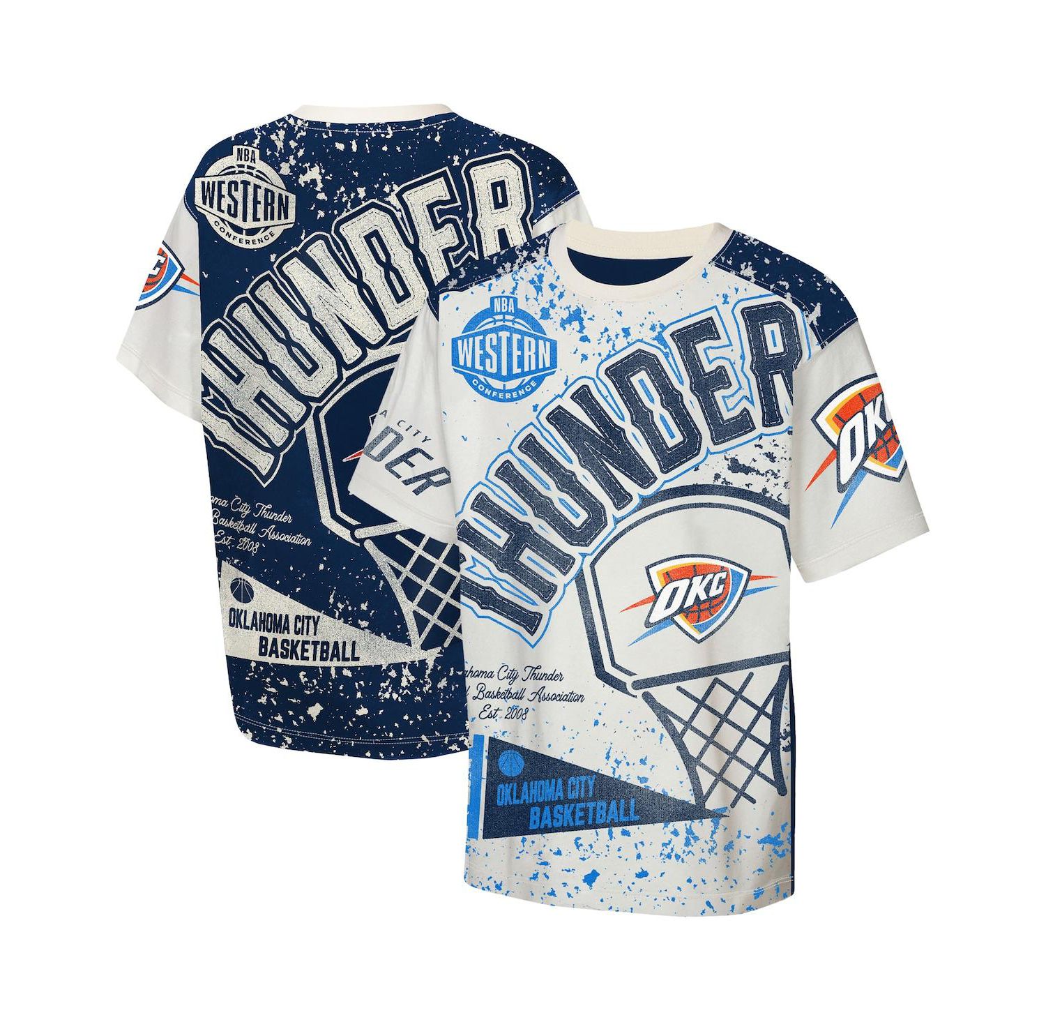 Big Boys and Girls Cream Oklahoma City Thunder Top Player All-Over-Print T-Shirt