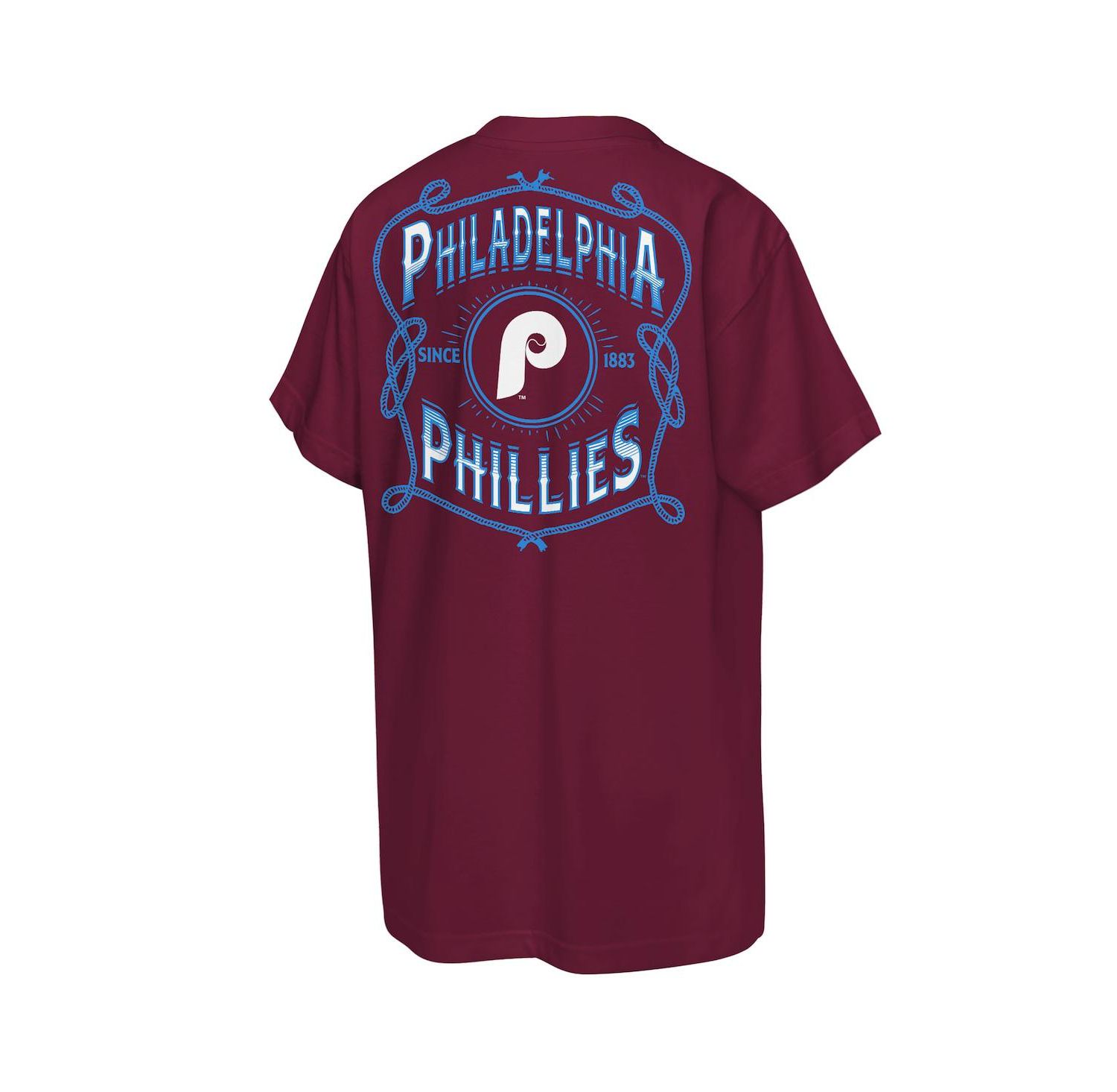 Big Boys and Girls Burgundy Philadelphia Phillies Cooperstown Rodeo Rope T-Shirt
