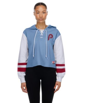 Women's Light Blue Philadelphia Phillies Boxy Lace-Up Hoodie