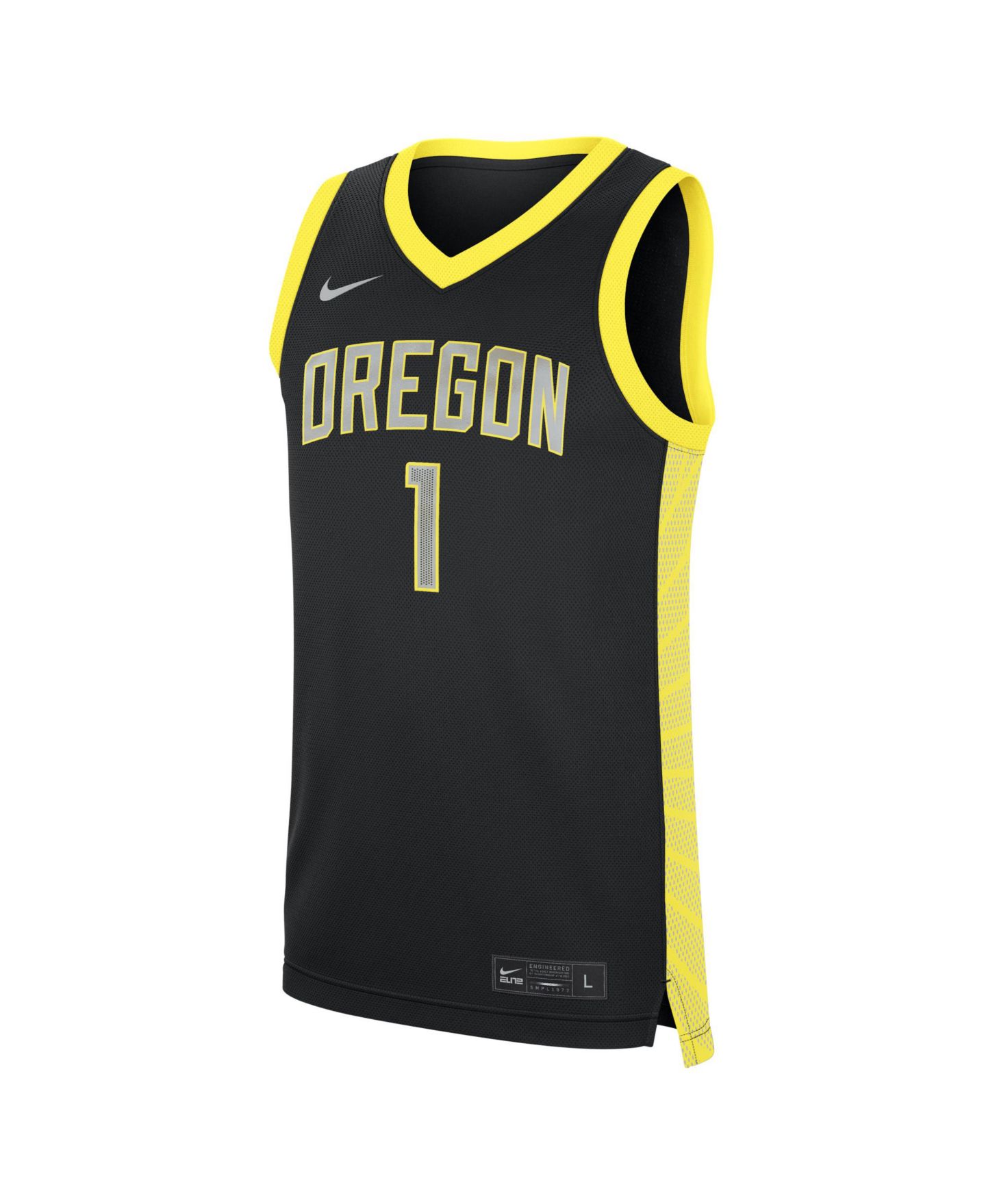 Мужской топ Nike Black Oregon Ducks #1 Alternate Replica Basketball Jersey — фото 2