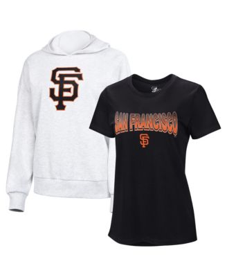 Women's 2-Piece Black/Bright Heather Ceramic San Francisco Giants T-Shirt and Hoodie Combo Pack
