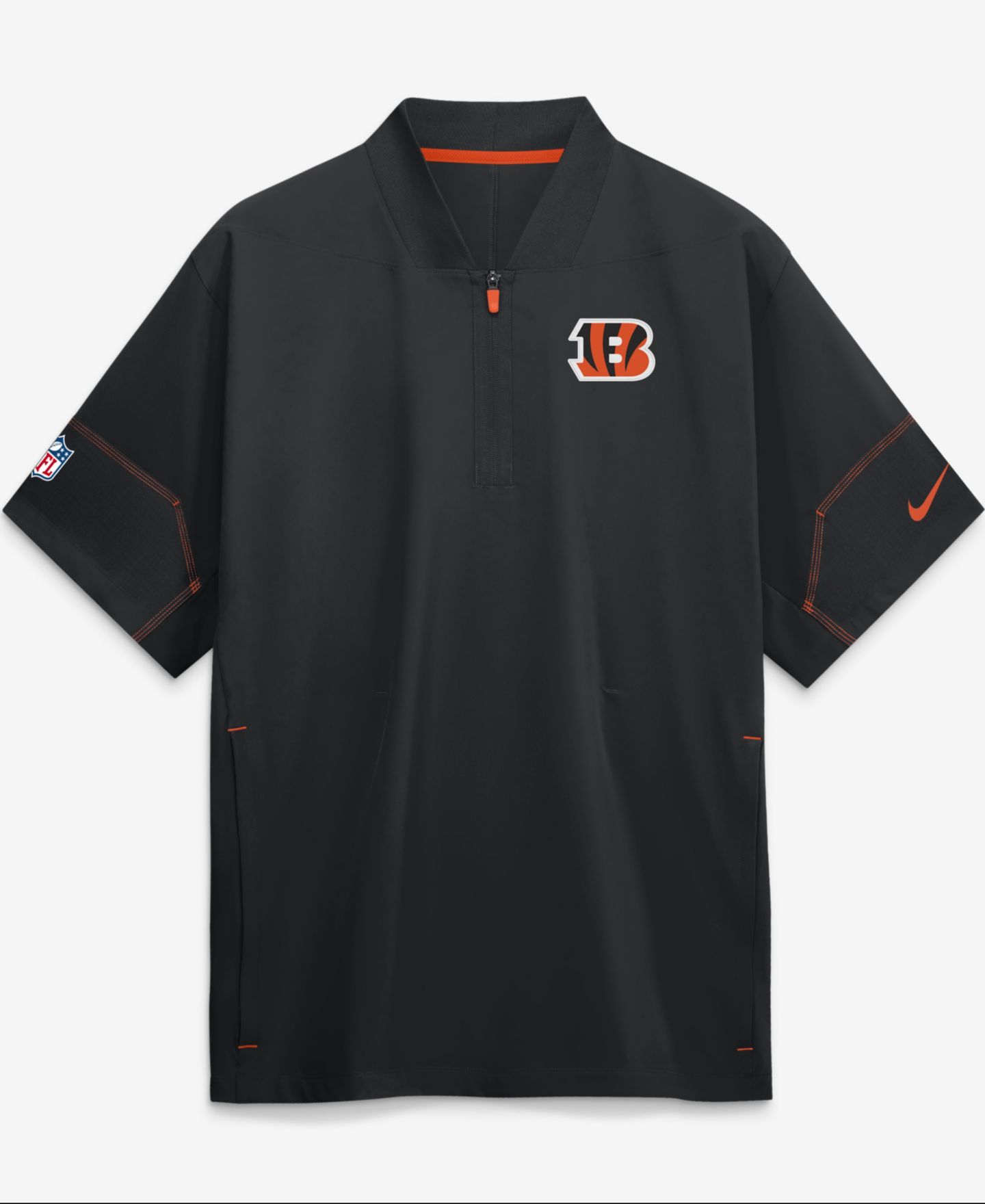 Мужская куртка Nike Black Cincinnati Bengals Sideline Short Sleeve Quarter-Zip Coaches — фото 1