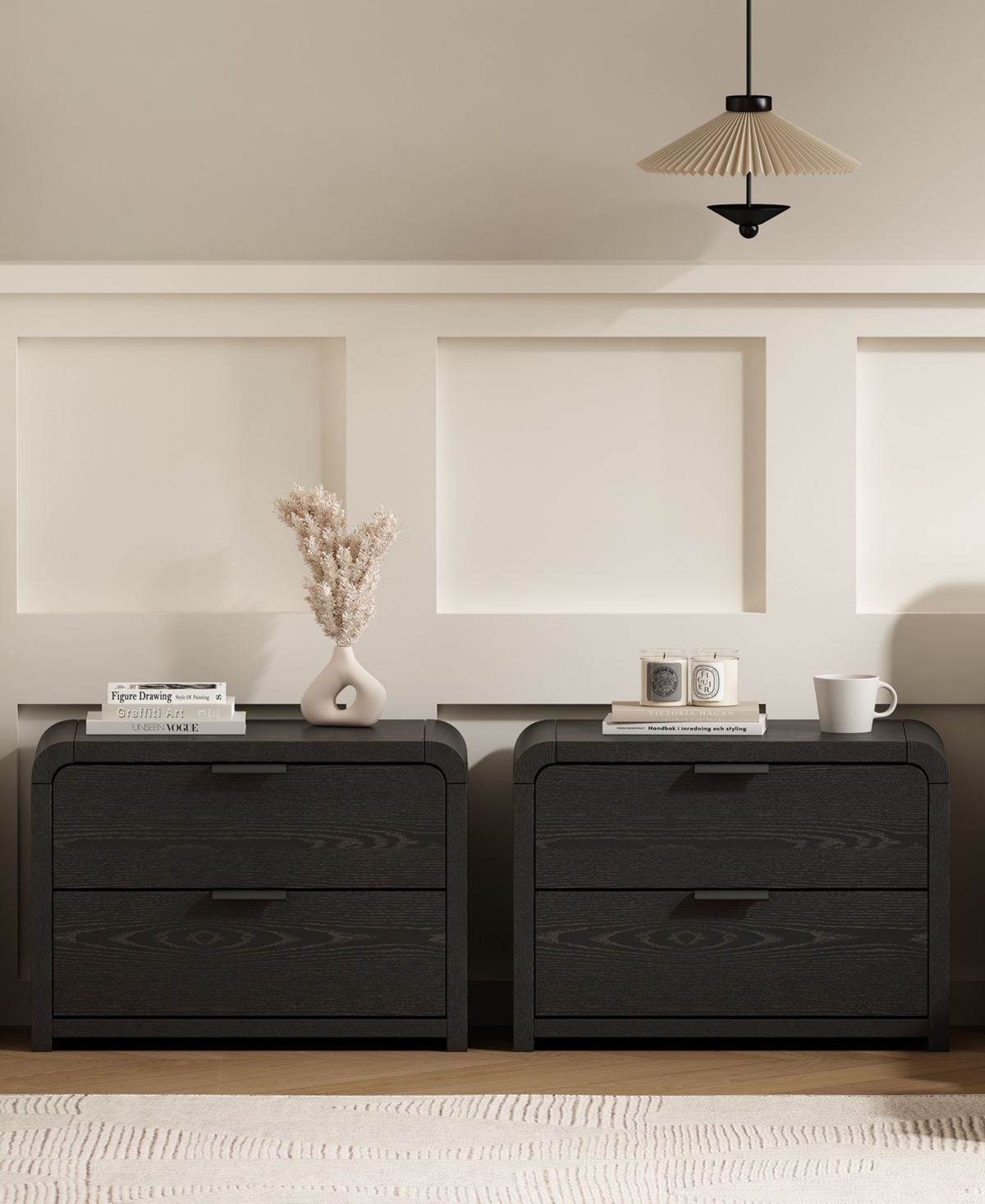 Manhattan Comfort Grace 2-Piece 28" 2-Drawer Nightstands