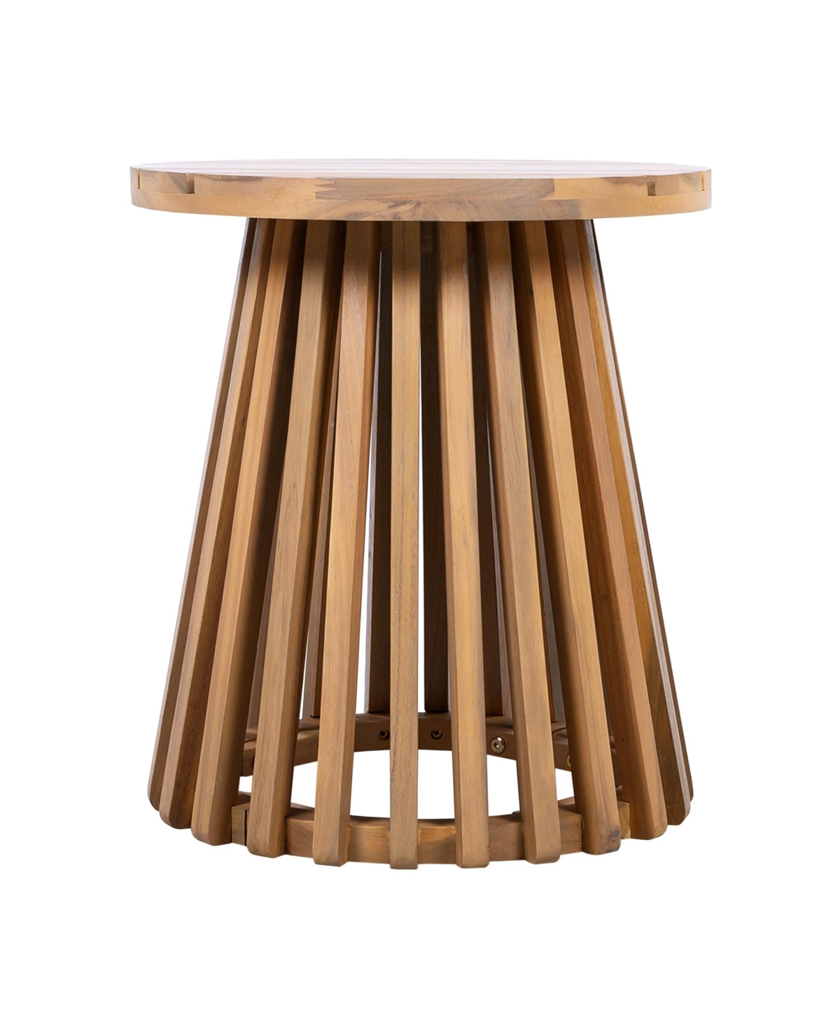 Flynama Outdoor Acacia Wood Conversation Set 2 Club Chairs with Side Table Brown Patina Finish Cream Cushion for Garden Patio Deck