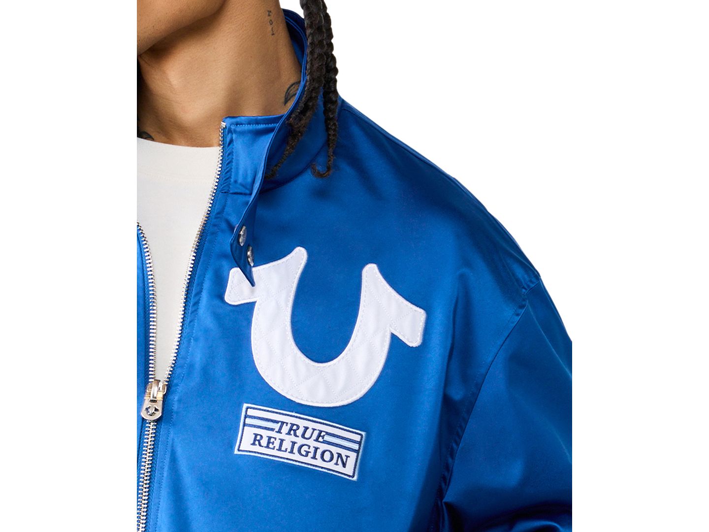 Мужская куртка True Religion Satin Bomber, цвет: Синий — фото 2