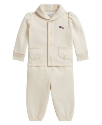 Baby Girls' Logo Fleece Cardigan Long-Sleeve Top and Pants, 2-Piece Set