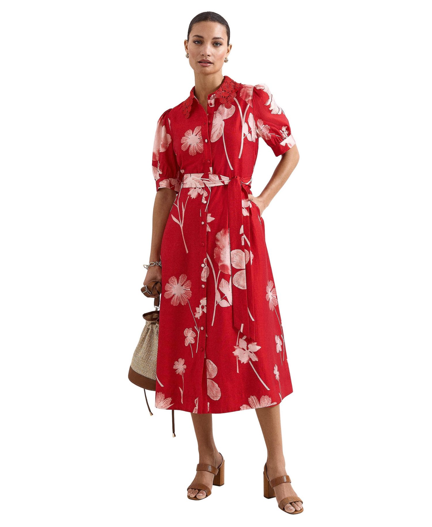 Women's Delphine Belted Midi Shirt Dress