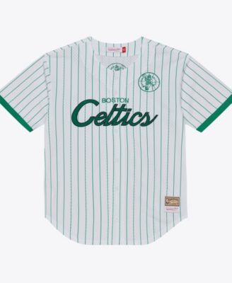 Men's White Boston Celtics Head Coach Pinstripe Mesh Full-Button Baseball Jersey