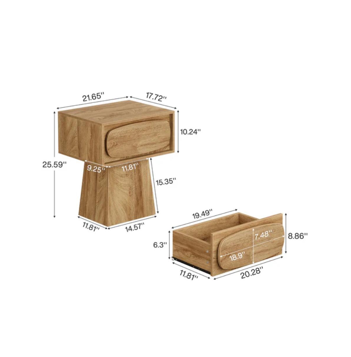 Slickblue Wooden End Table with Storage Drawer for Small Spaces