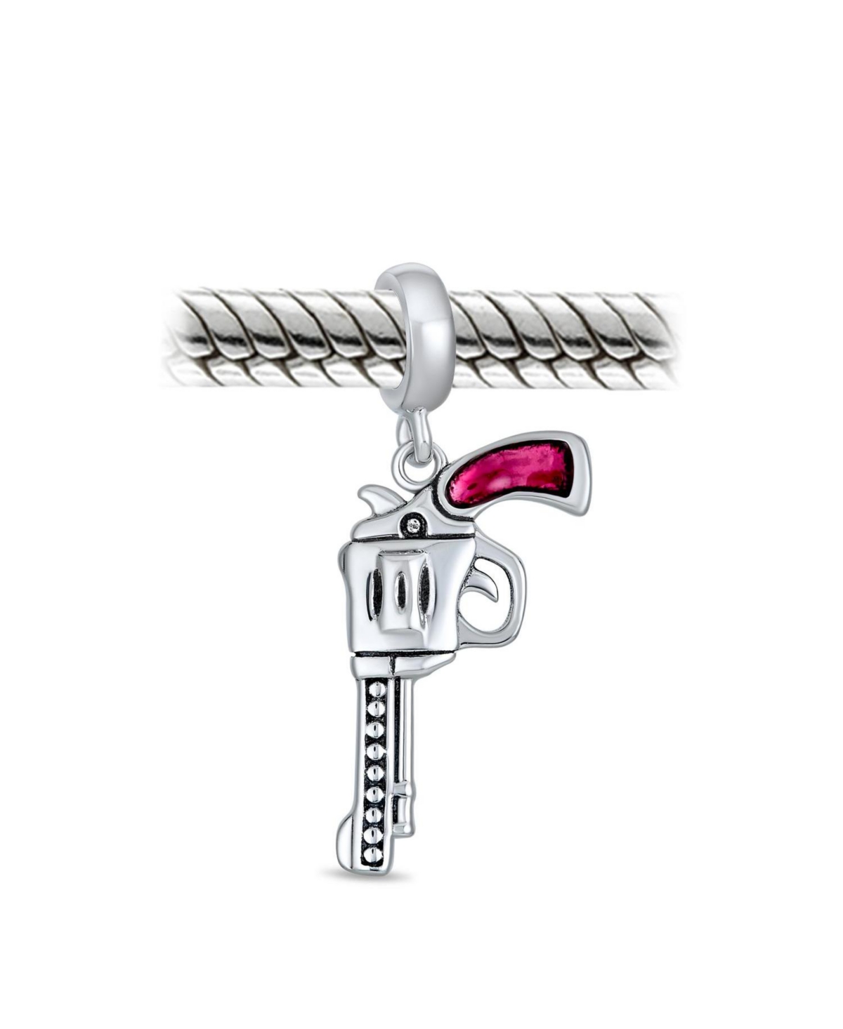 Bling Jewelry Western Dangle Toy-Gun-Charm Bead .925 Sterling Silver for European Bracelet