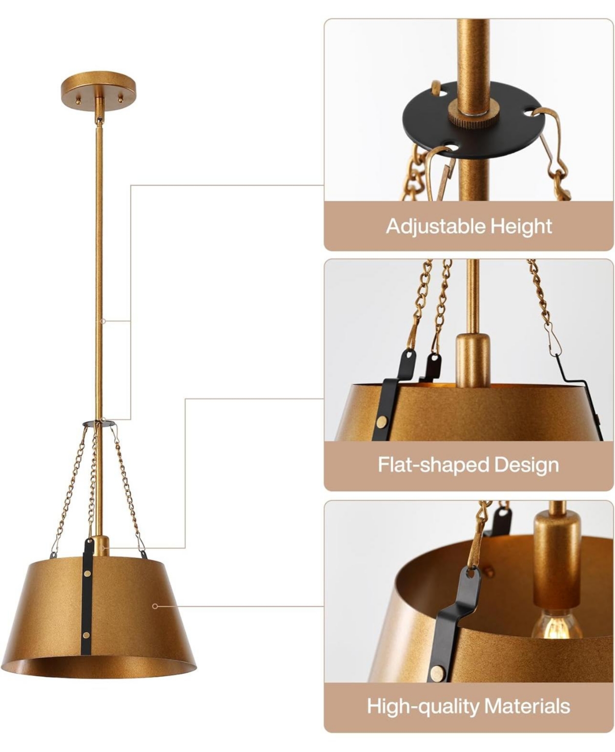 Tribesigns 12" Pendant, 1-Light Industrial Pendant Lights with Adjustable Height, E12 Base Metal Drum Chandelier