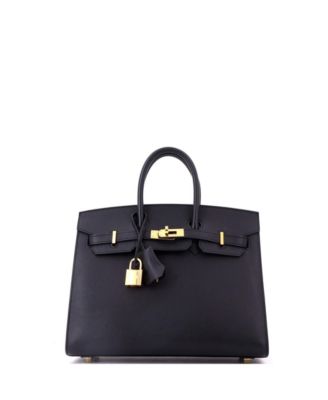 Birkin 25 Handbag Black Madame with Gold Hardware