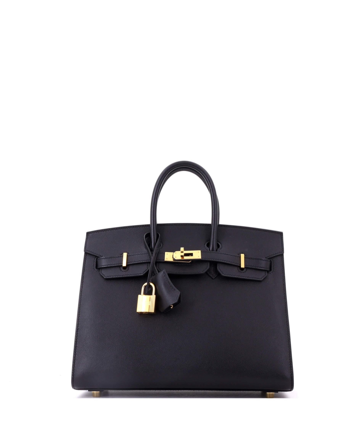 Pre-Owned HERMES Birkin 25 Handbag Black Madame with Gold Hardware
