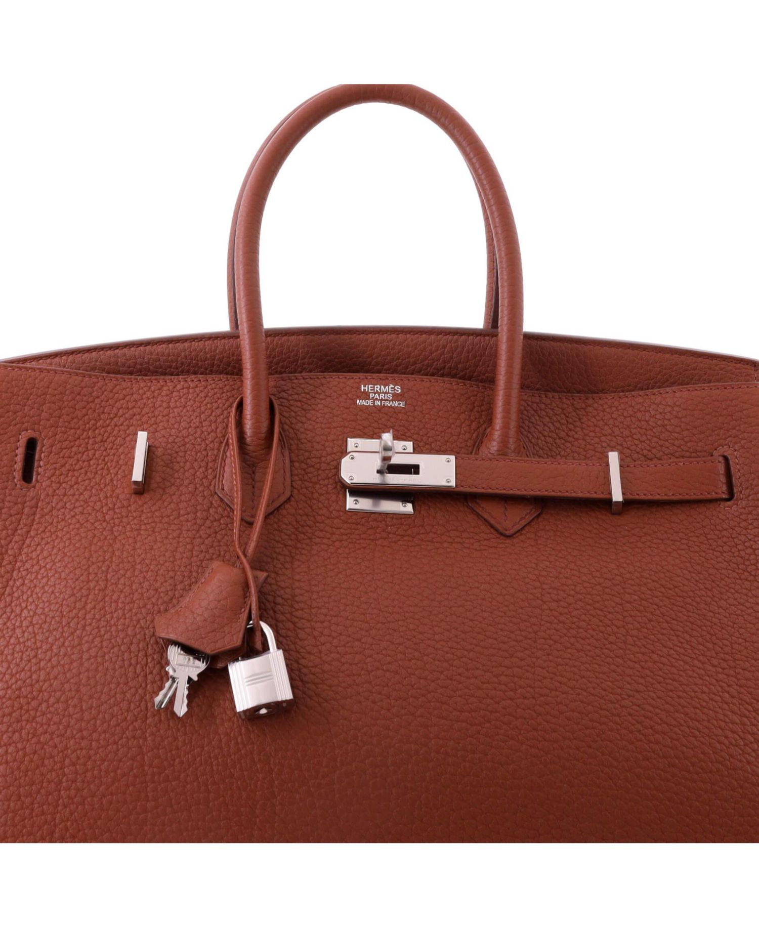 Birkin 35 Handbag Brown Fjord with Palladium Hardware