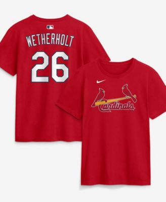 Men's JJ Wetherholt Red St. Louis Cardinals Name & Number T-Shirt