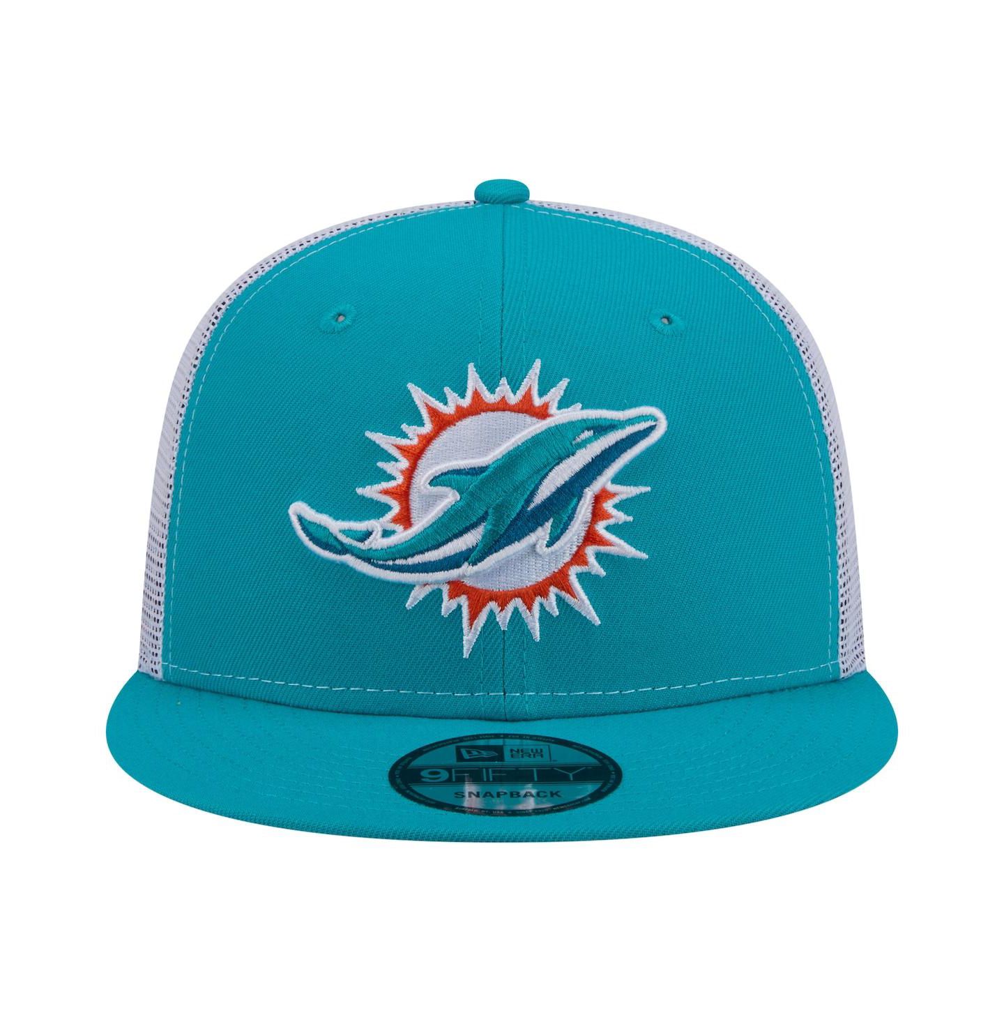 Мужская кепка New Era Aqua Miami Dolphins Core Team 9FIFTY Trucker Snapback Hat — фото 2