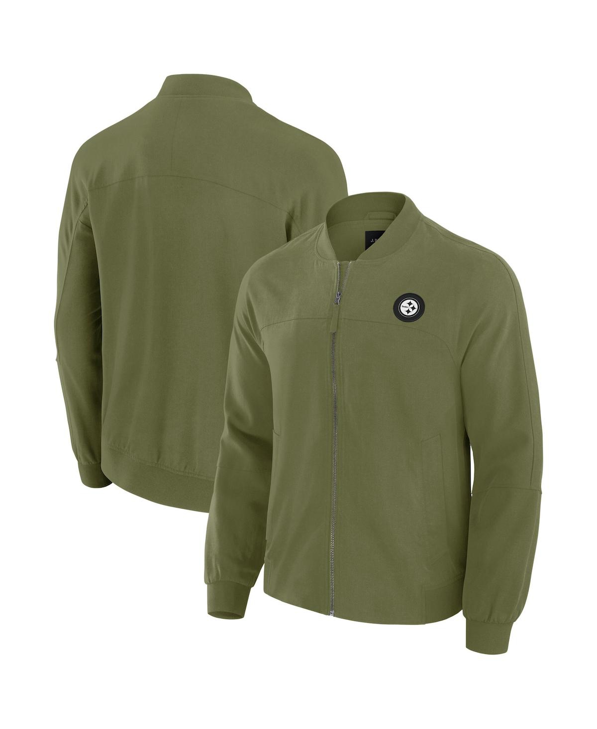 J. Palmer Men's Olive Pittsburgh Steelers Lightweight Cover-4 Tri-Blend Full-Zip Jacket - Olive