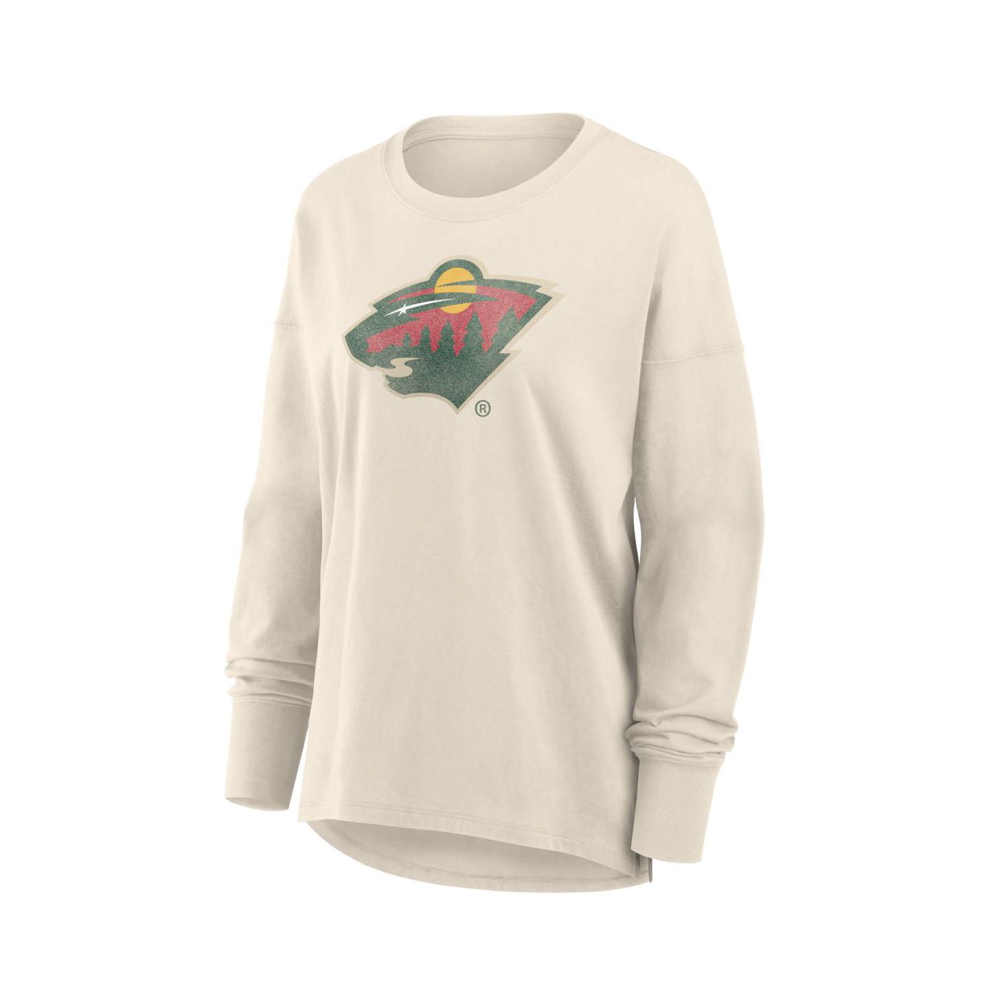 Женская футболка Fanatics Cream Minnesota Wild Distressed Logo Long Sleeve — фото 2