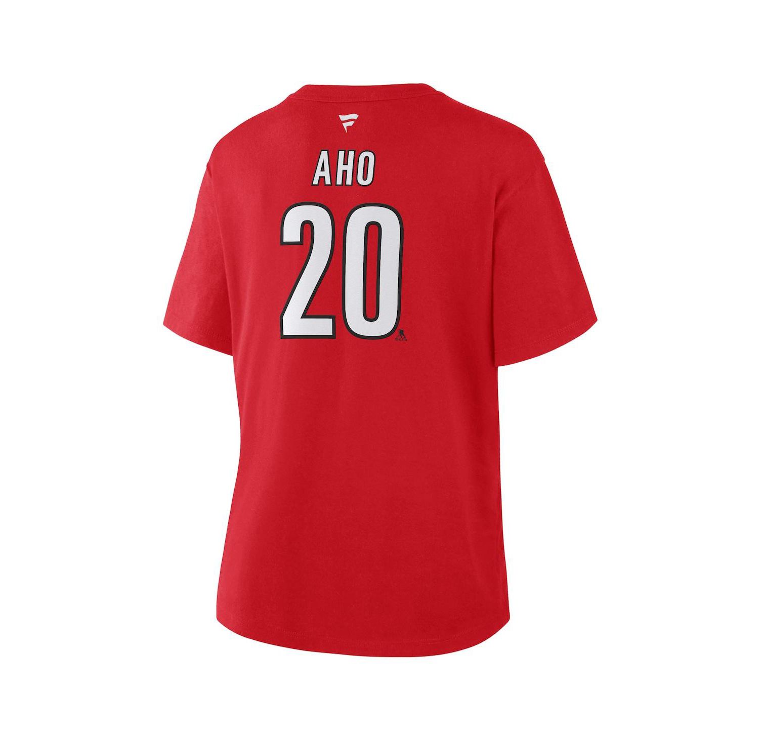 Women's Sebastian Aho Red Carolina Hurricanes Authentic Stack Name & Number T-Shirt