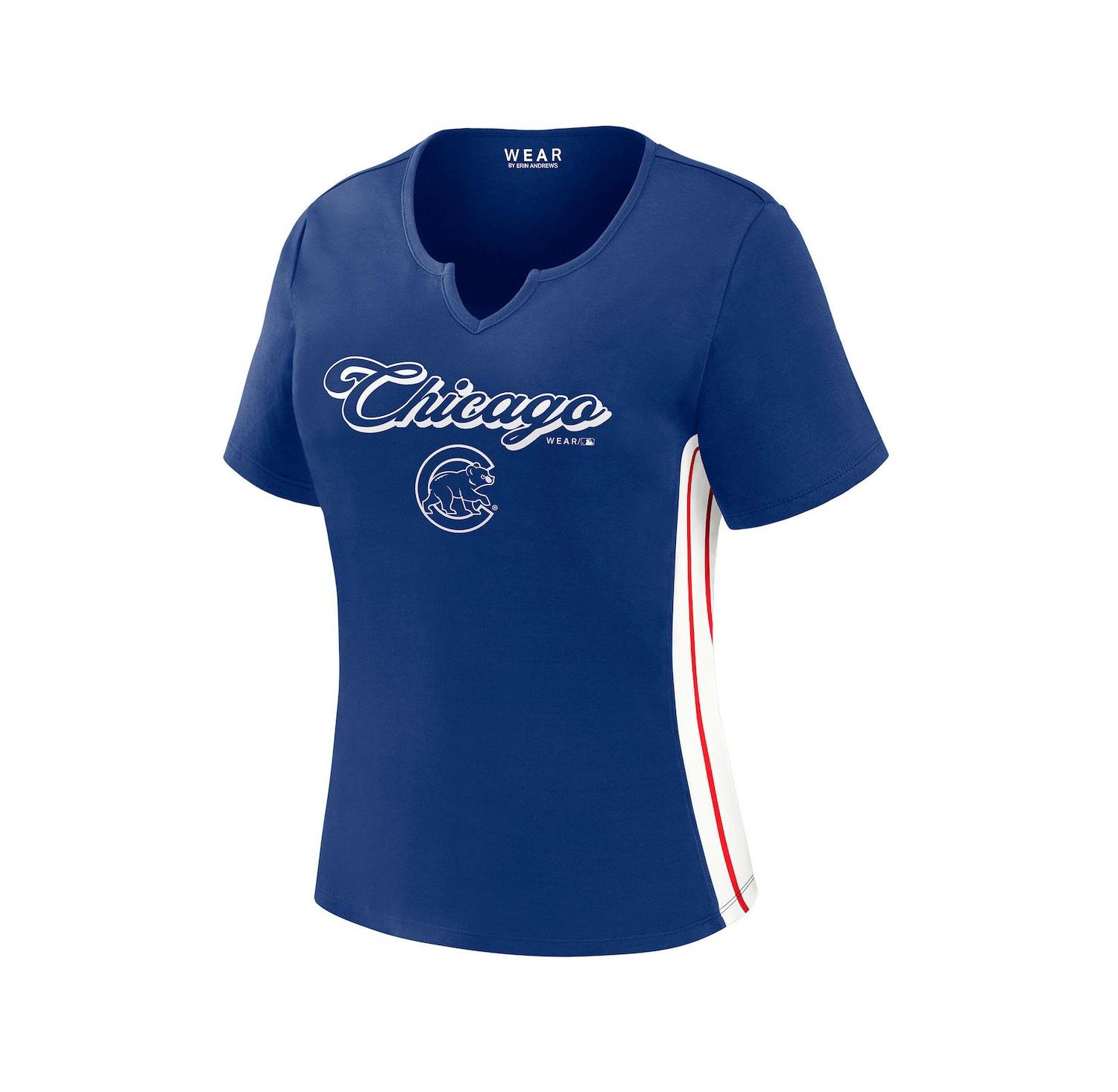 Women's Royal Chicago Cubs Notch Neck Cropped T-Shirt