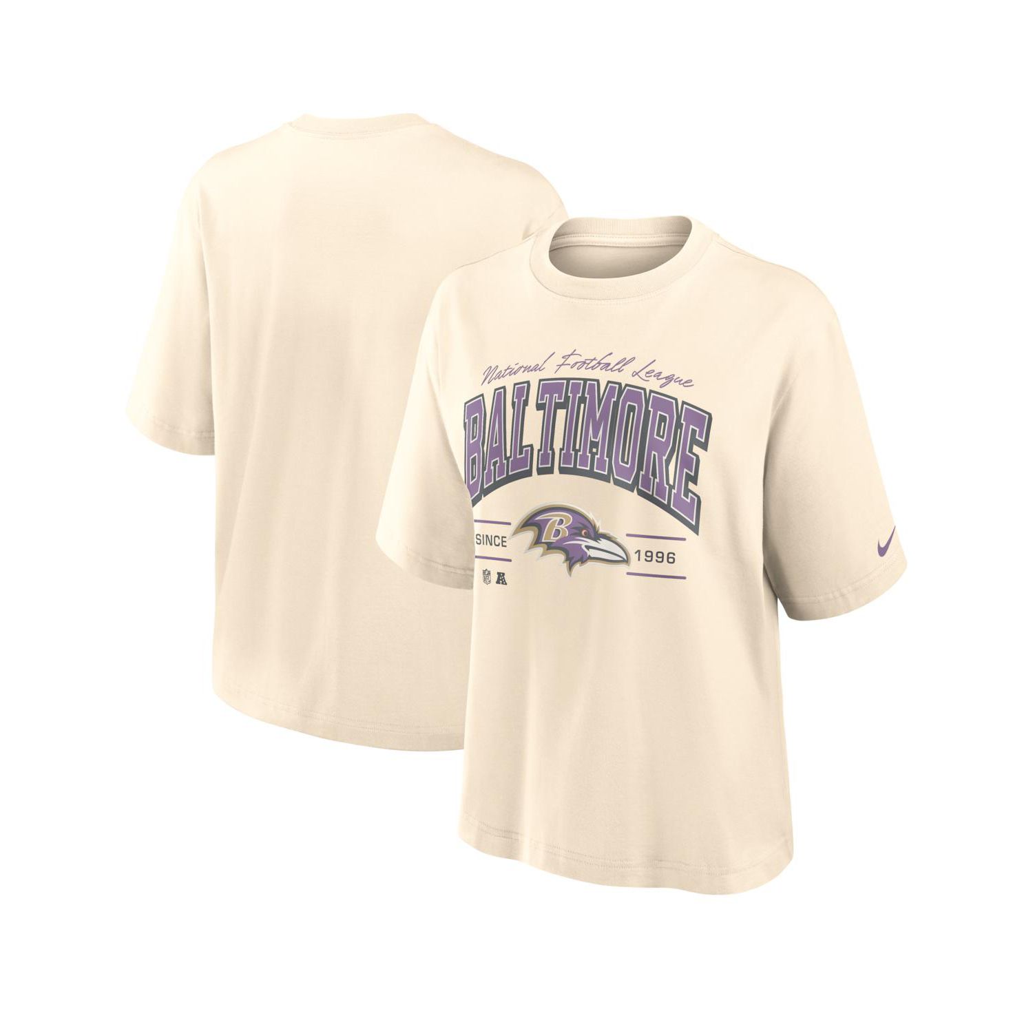 Women's Cream Baltimore Ravens Vintage Mod Boxy T-Shirt