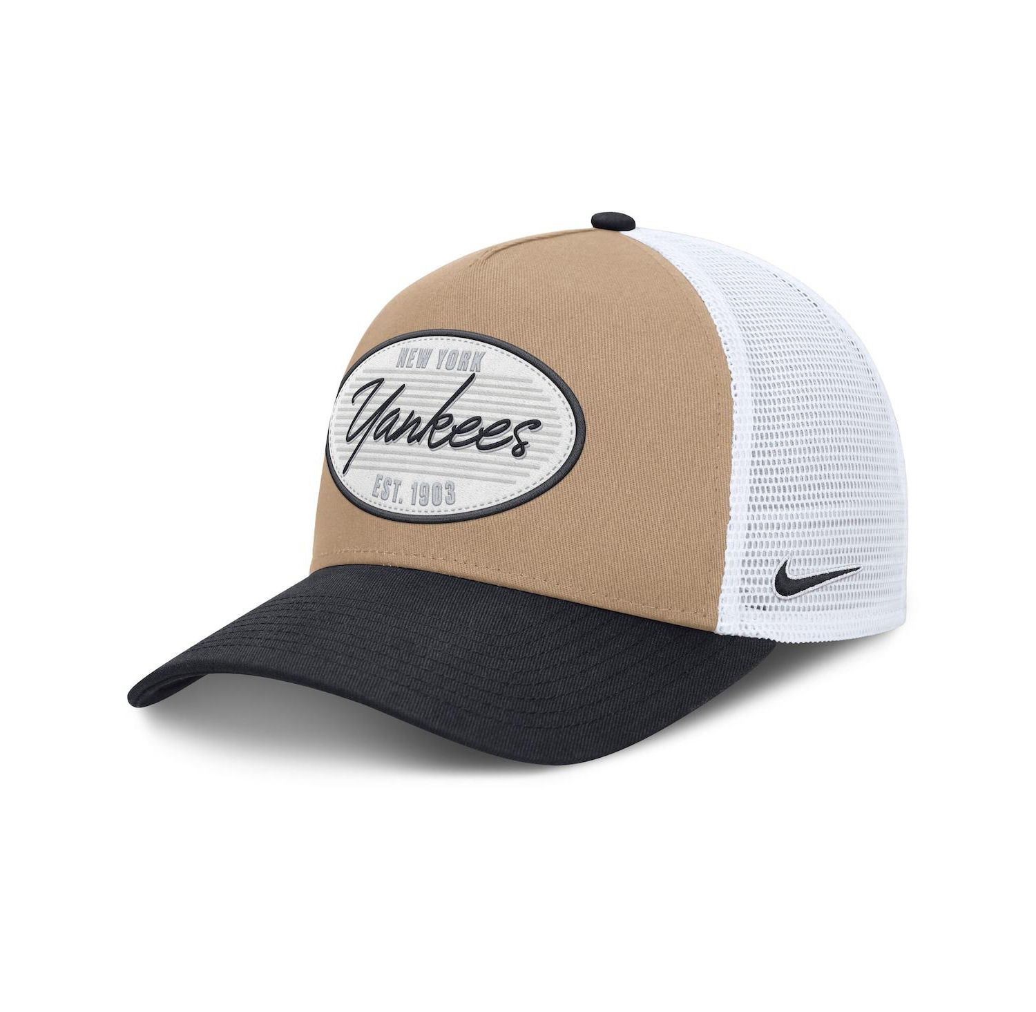 Men's Khaki/Navy New York Yankees Rise A-Frame Trucker Adjustable Hat