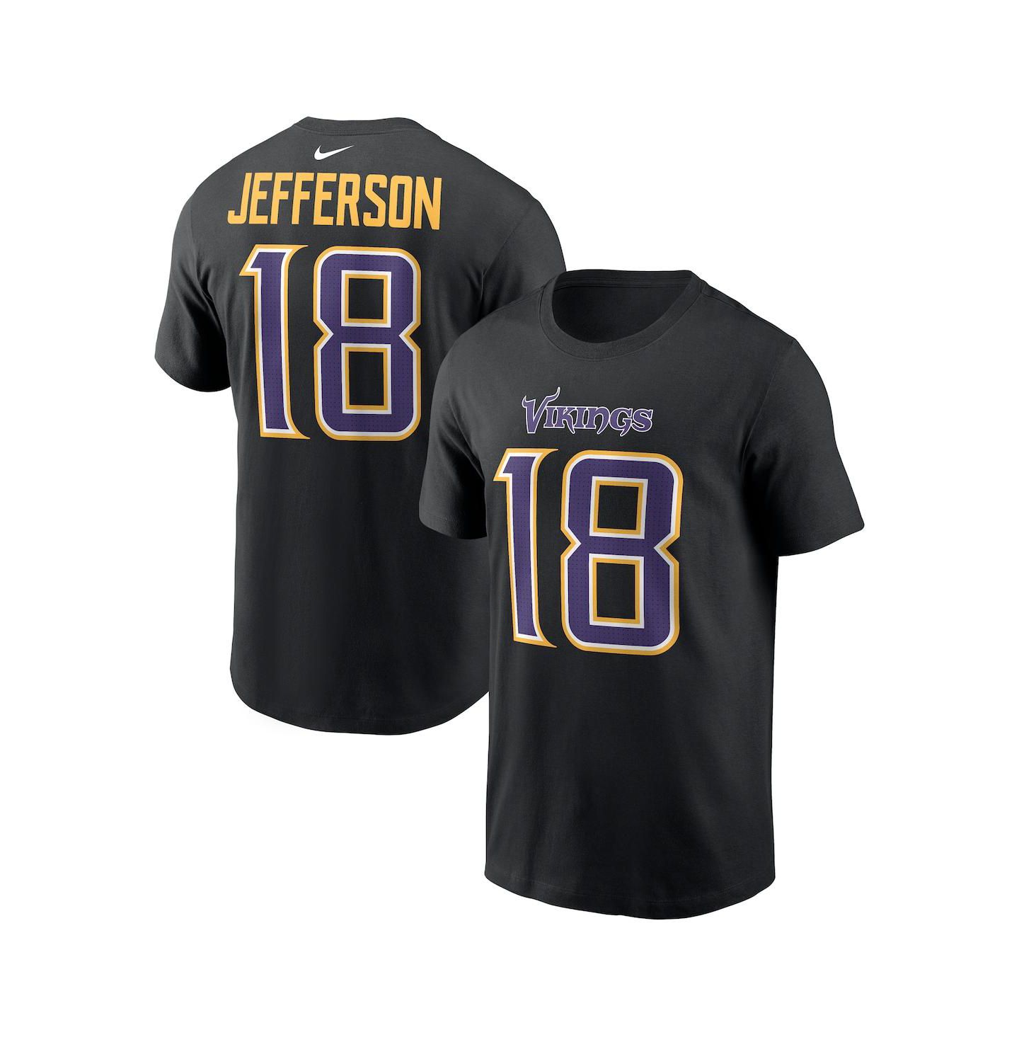 Мужская футболка Nike Justin Jefferson Black Minnesota Vikings Carbon Name & Number — фото 1