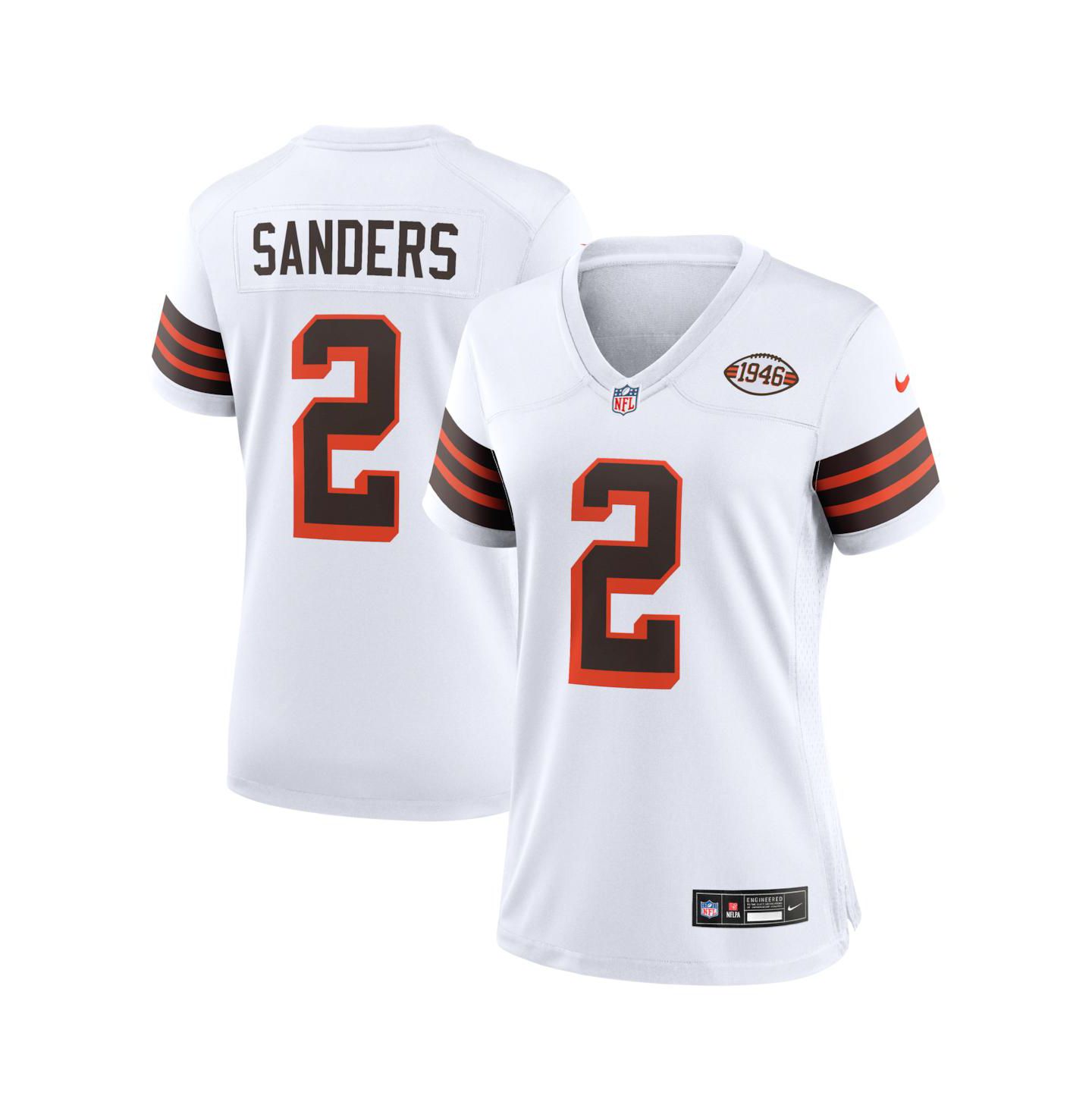 Женский топ Nike Shedeur Sanders White Cleveland Browns Alternate Game Jersey — фото 1