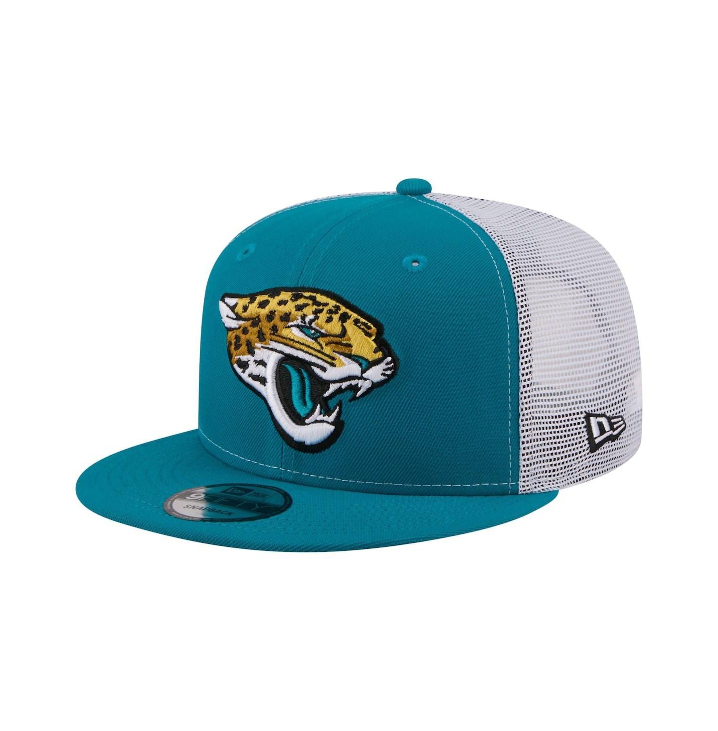 Мужская кепка New Era Teal Jacksonville Jaguars Core Team 9FIFTY Trucker Snapback Hat — фото 1