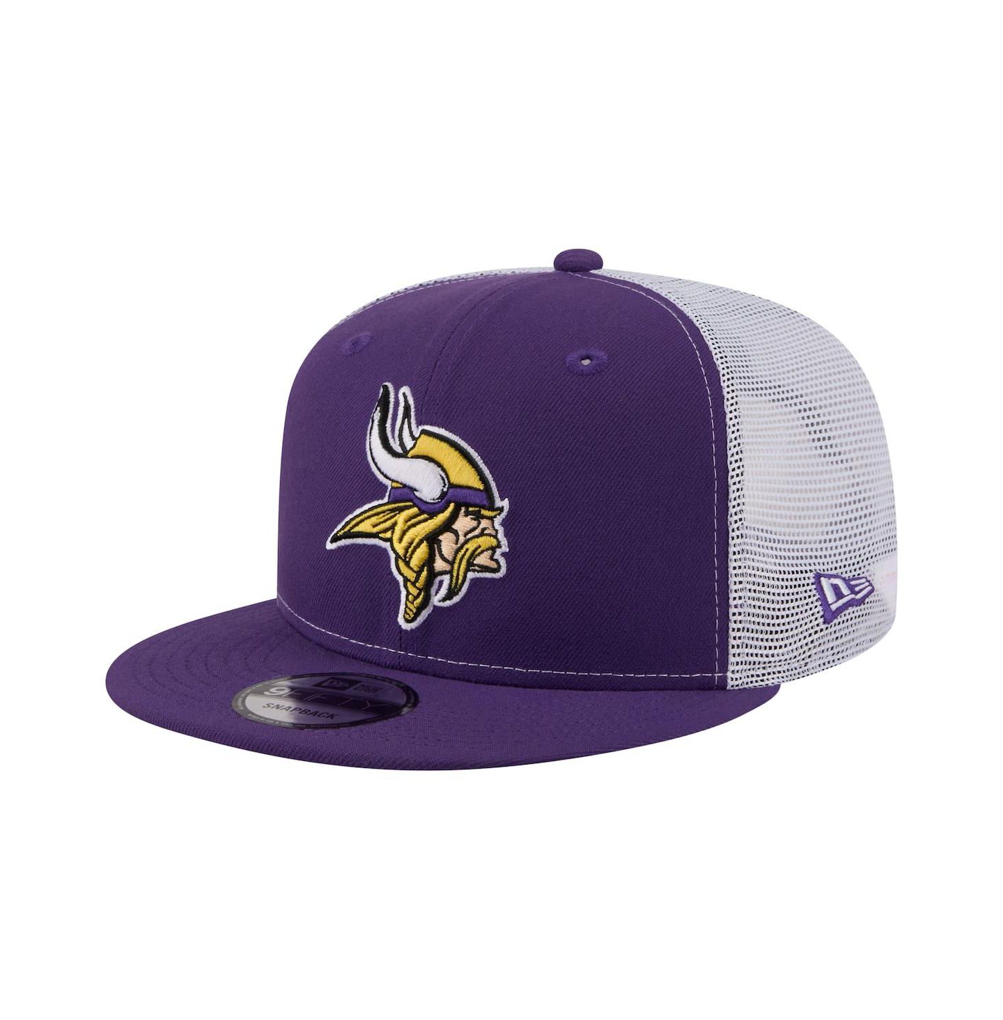 Мужская кепка New Era Purple Minnesota Vikings Core Team 9FIFTY Trucker Snapback Hat — фото 1