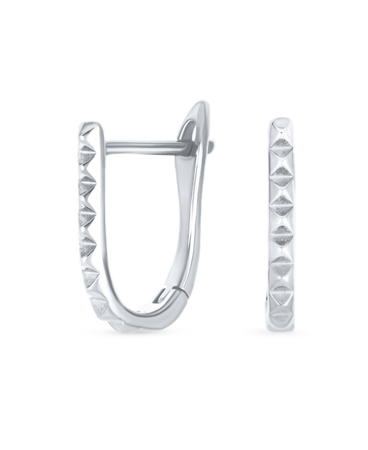 Bling Jewelry Modern Thin Huggie U Shape Hoop Earrings 14K Plated
