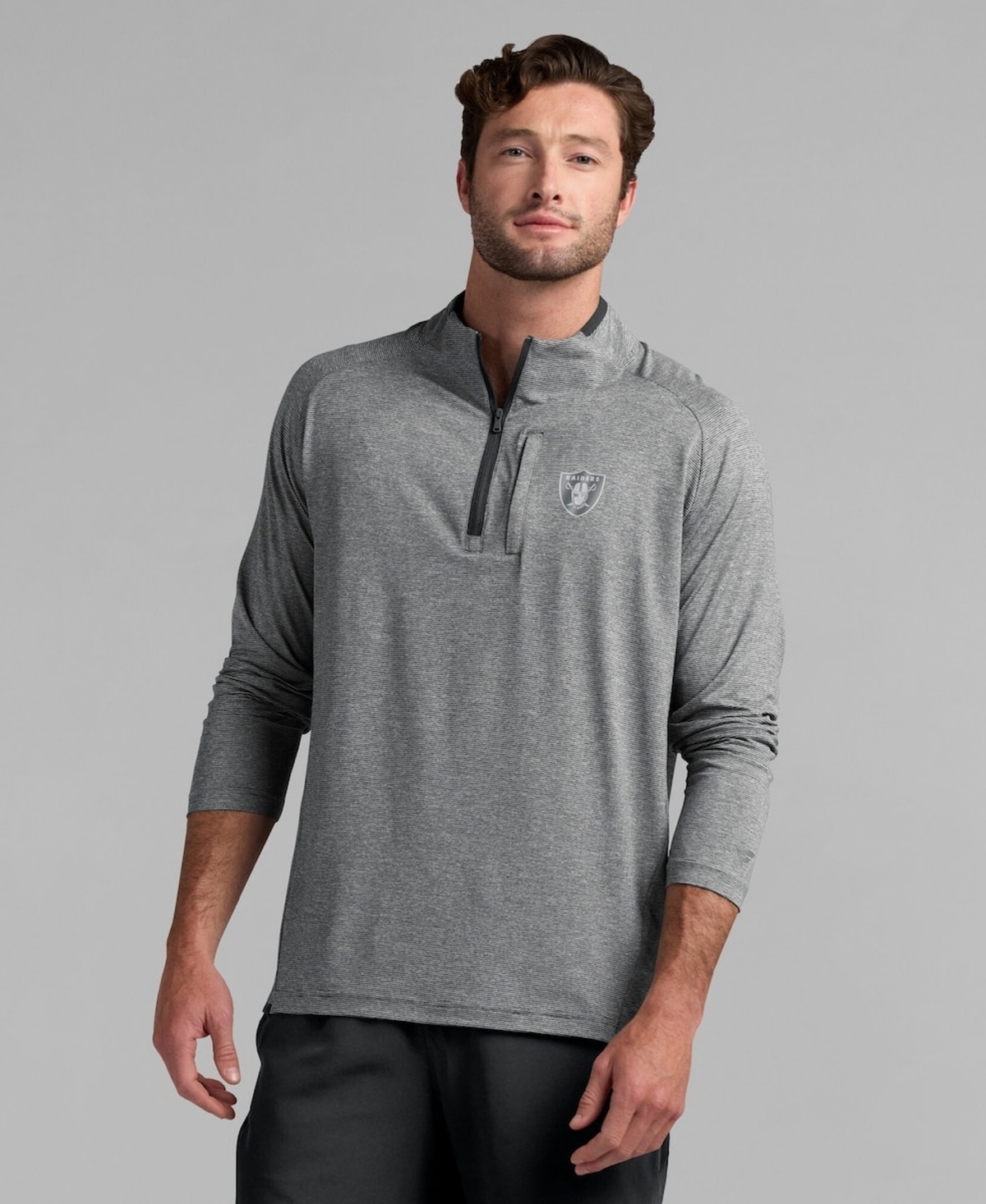 Fanatics Men's and Women's Charcoal Las Vegas Raiders Front Office Performance Primary Quarter-Zip Jacket