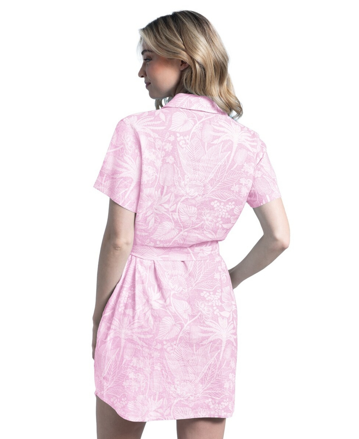 Margaritaville Women's Pink San Francisco 49ers Palm Linen Dress